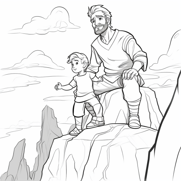 Abraham e Isaac en lo alto de la montaña