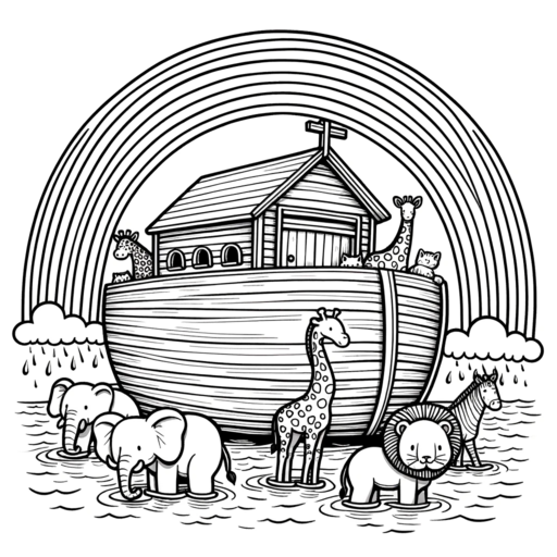 El arca de Noé con el arco iris