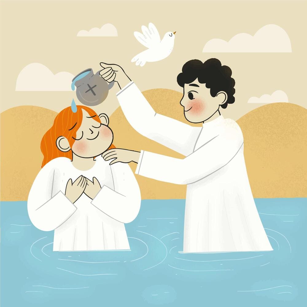 Juan el Bautista bautizando en el río