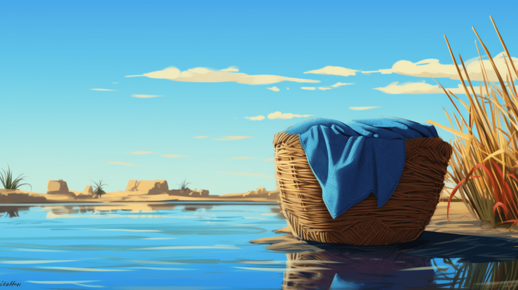 Moisés en una canasta en el río Nilo