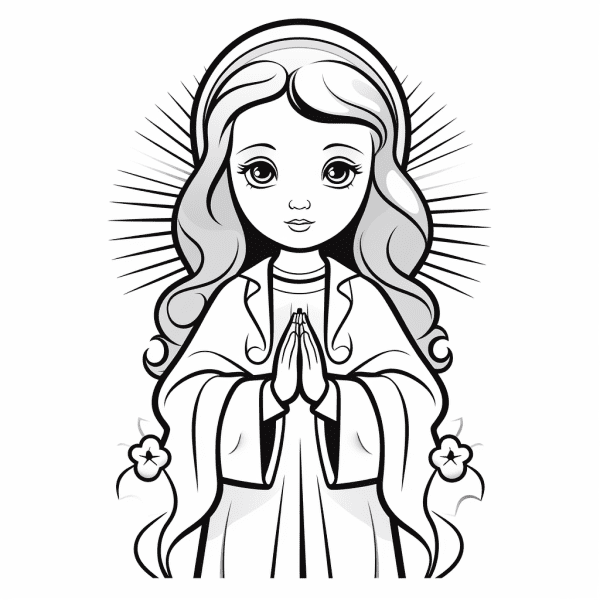 Virgen María con manos juntas