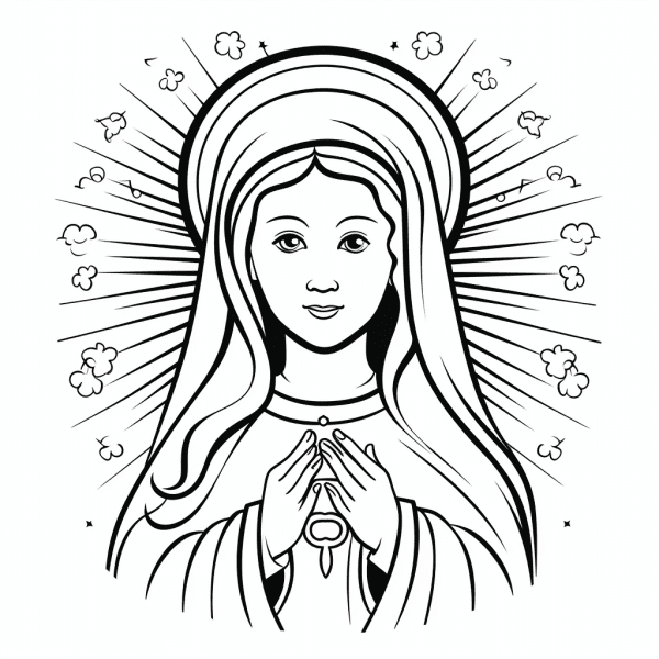 Virgen María orando con corona