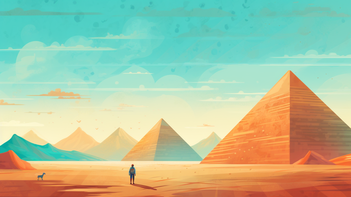 José en egipto con piramides al fondo