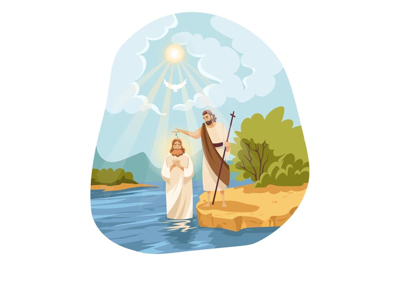 la voz del cielo sobre Jesús mientras es bautizado