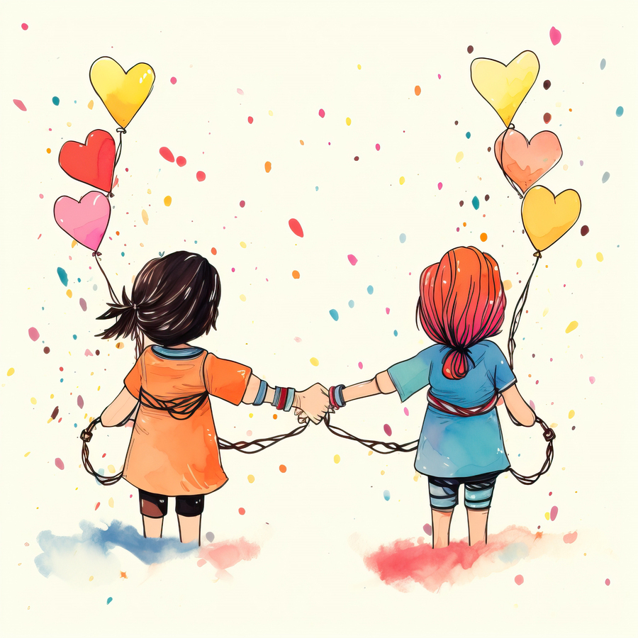 Dos niños sujetando globos experimentando el amor de Dios