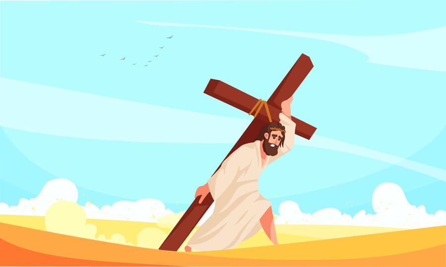 Jesús en la cruz en su muerte y resurrección