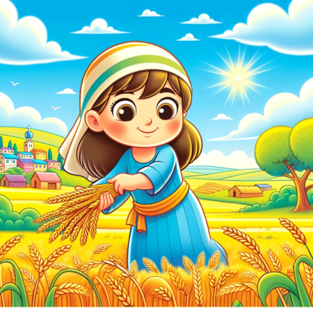 Ruth recogiendo trigo en la historia de Ruth y Noemí