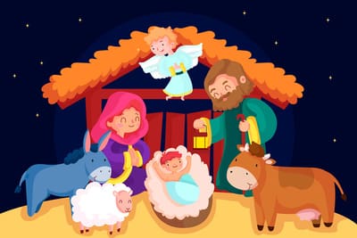 Jesus nace en Navidad en un establo