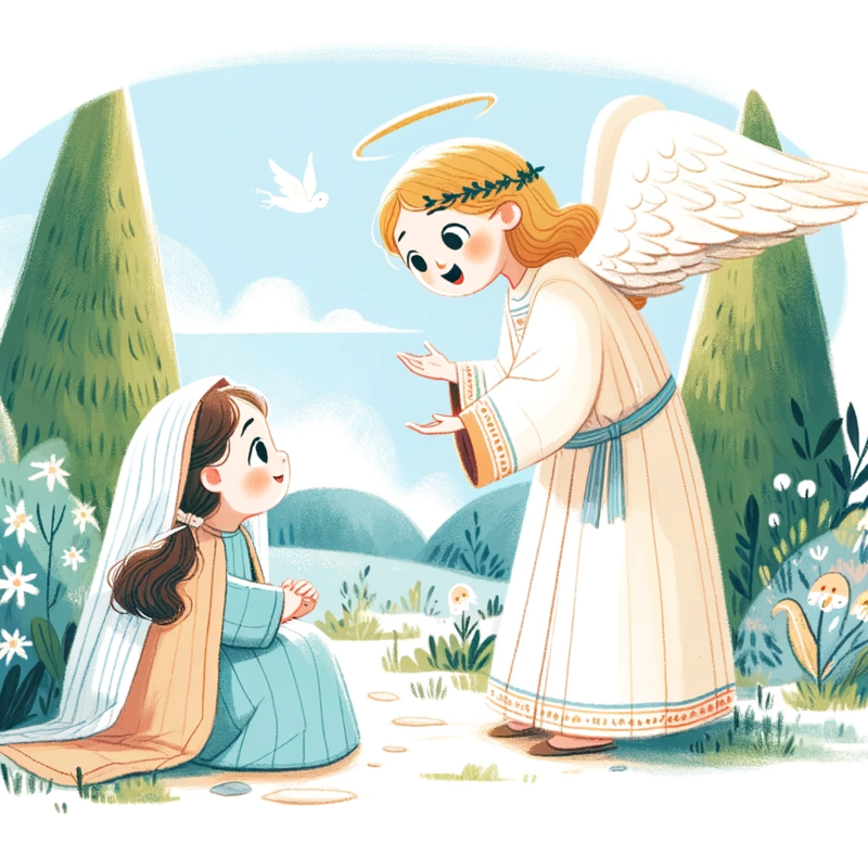 Anunciación de la Virgen María con  ángel Gabriel
