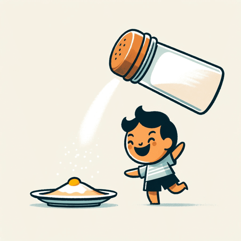 niño echando sal en la comida